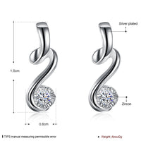 Sterling Silver Plated  Earrings Stud AAA Zirconia Push Back .24" L418