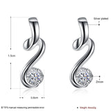 Sterling Silver Plated  Earrings Stud AAA Zirconia Push Back .24" L418