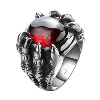 Stainless Steel Gothic Biker Tribal Ring Black Red Men's Unisex Claws B190