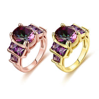 Rose Gold Plated Fashion Ring Purple AAA Zirconia Women B250