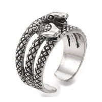 Alloy Cuff Ring Wide B Ring Snake Antique Silver Size 8 Adjustable 18.5mm P454