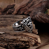 Stainless Steel  Biker Tribal Ring Black Men's Unisex Cross Fleur De Lis B197