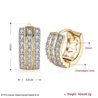 Yellow Gold Plated Earrings  Hoop Huggies AAA Zirconia  Latch Back Clasp L574