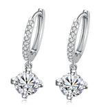 Platinum Earrings Dangle Drop AAA Zirconia Lever Back  0.2" L163