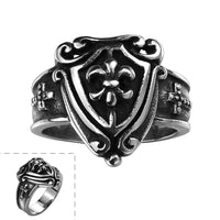 Stainless Steel  Biker Tribal Ring Black Men's Unisex Cross Fleur De Lis B197