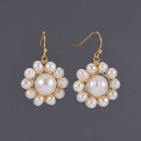 Dangle Earrings Pearl Beads Natural Freshwater Pearl Bead Gold 32mm Pendant P362