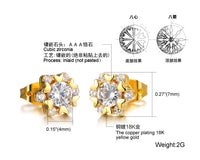 Gold Plated Earring  Flower AAA Cubic Zirconia Women's G207