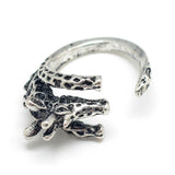 Alloy Cuff Finger Ring Giraffe Antique Silver Size 7 Adjustable 17mm P419