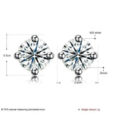 Sterling Silver Earrings  Stud AAA Zirconia  Push Back Clasp L732