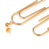 Stainless Steel Dangle Stud Earrings Ear Nuts Paper Clip Gold 75mm 0.8mm Z401