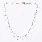Stainless Steel Flower Charm Necklace Bar Necklace Lobster Silver 17.5" Z473