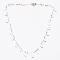 Stainless Steel Flower Charm Necklace Bar Necklace Lobster Silver 17.5" Z473
