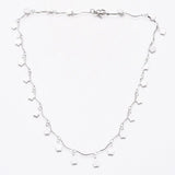 Stainless Steel Flower Charm Necklace Bar Necklace Lobster Silver 17.5" Z473