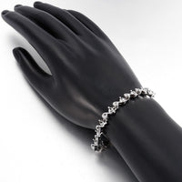 Platinum Plated Bracelet Zirconia Snap Box 8 Inches 7MM L151