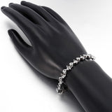 Platinum Plated Bracelet Zirconia Snap Box 8 Inches 7MM L151