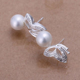 Sterling Silver Plated Stud Earrings White Zirconia L64