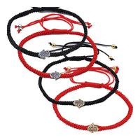 Adjustable Nylon Braided Stainless Steel Bracelet Hamsa Fatima Black Red Z149