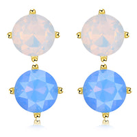 Yellow Gold Plated Earrings  Stud Opal  Push Back Clasp L479