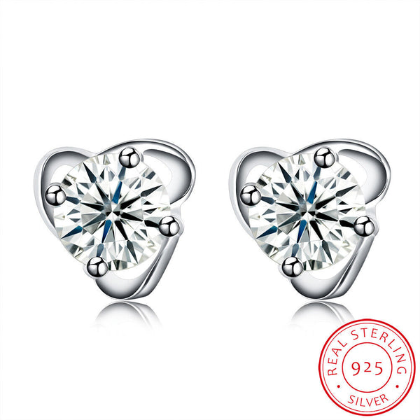 Sterling Silver Earrings  Stud AAA Zirconia  Push Back Clasp L750