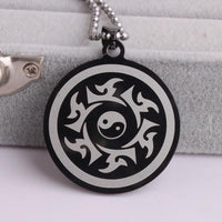 316L Stainless Steel Pendant 1.32X1.32 Inch Tai Chi Totem Necklace 22" B133