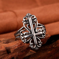 Stainless Steel  Antique Gothic Biker Tribal Ring Black Men's Unisex Cross B172