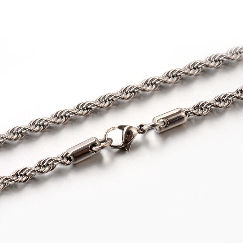 Stainless Steel Rope Chain Necklace Silver23.6" 4mm P120