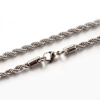 Stainless Steel Rope Chain Necklace Silver23.6" 4mm P120