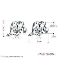 Sterling Silver Plated  Earrings  Stud AAA Zirconia  Push Back Clasp L811