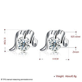 Sterling Silver Plated  Earrings  Stud AAA Zirconia  Push Back Clasp L811