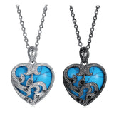 Platinum Plated Necklace Pendant Heart Kallaite Blue 20 Inches 1MM Lobster B191