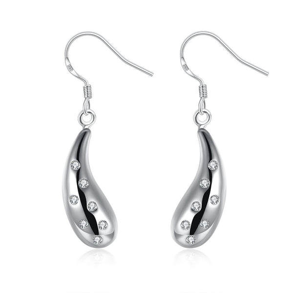 Sterling Silver Plated Earrings Drop Dangle Fish Hook Drop .28" L421