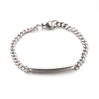 Stainless Steel Curb Link Chain ID Bracelet Faceted Silver Color 7.2" 5mm P277