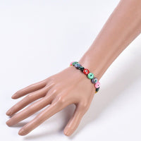 Freshwater Shell Stretch Bracelet Evil Eye Colorful 2-1/4inches(5.7cm) Z124