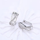 Platinum Plated Earrings Hoop Huggies AAA Zirconia Latch Back Clasp L546