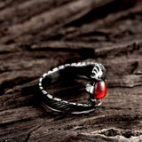 Stainless Steel Antique Gothic Biker Tribal Ring Black Red Men's Unisex B230