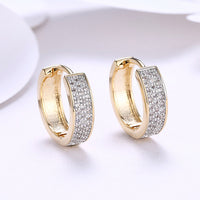 Yellow Gold Plated Earrings  Hoop Huggies AAA Zirconia  Latch Back Clasp L567