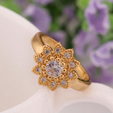 Gold Zirconia Flower Band Ring Size 8 B107