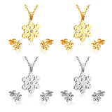 Stainless Steel Women's Unisex Set 18 Inch Necklace Earrings Snow Flake Y36