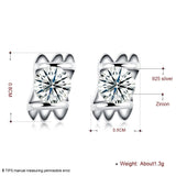 Sterling Silver Plated  Earrings  Stud AAA Zirconia  Push Back Clasp L810