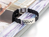 Unisex Men's Women's Stainless Steel Black Silk Weaving Bracelet 8" G8