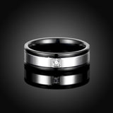 Stainless Steel Band Wedding Ring Black Men's Unisex B430