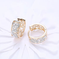 Yellow Gold Plated Earrings  Hoop Huggies AAA Zirconia Latch Back Clasp L571