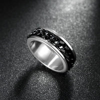 Stainless Steel Band Wedding Ring Black Men's Unisex Chain B423