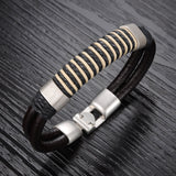 Genuine Cow Leather Bracelet Black Silver Unisex  Hook Clasp G309