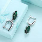 Platinum Plated Earrings Drop Dangle AAA Zirconia Green Latch Back Clasp L580