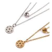 Stainless Steel Double Layer Necklace Pendant Necklace Star of David 16" Z463