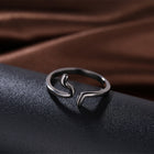 Platinum Black Gunmetal Plated Band Plain Ring Women's Black B535