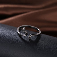 Platinum Black Gunmetal Plated Band Plain Ring Women's Black B535