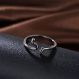 Platinum Black Gunmetal Plated Band Plain Ring Women's Black B535