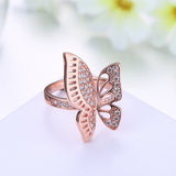 Rose Gold Plated Ring AAA Zirconia Butterfly B489